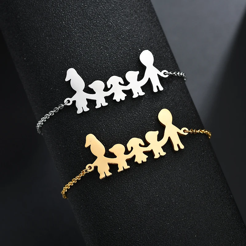 YUKAM Stainless Steel Personalized Love Mother Dad Daughter Son Bracelets Girls Boys Family is Forever Female Jewelry | Украшения и