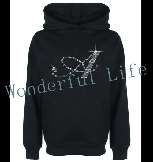 Free shipping hotfix heat Transfers Design Motif Iron on A letter white crystal made in China factory | Дом и сад