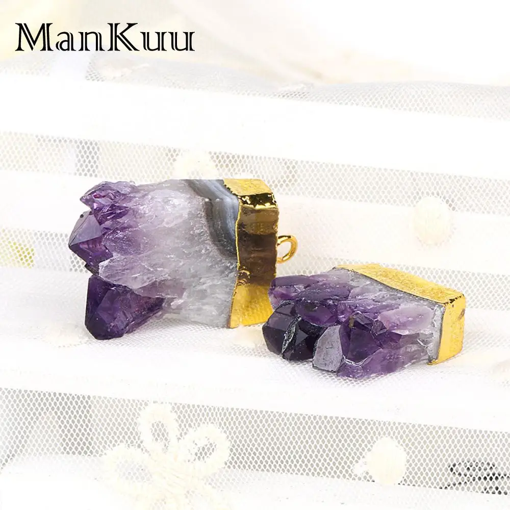 Mankuu нестандартные подвески с фиолетовым кристаллом Позолоченные Подвески