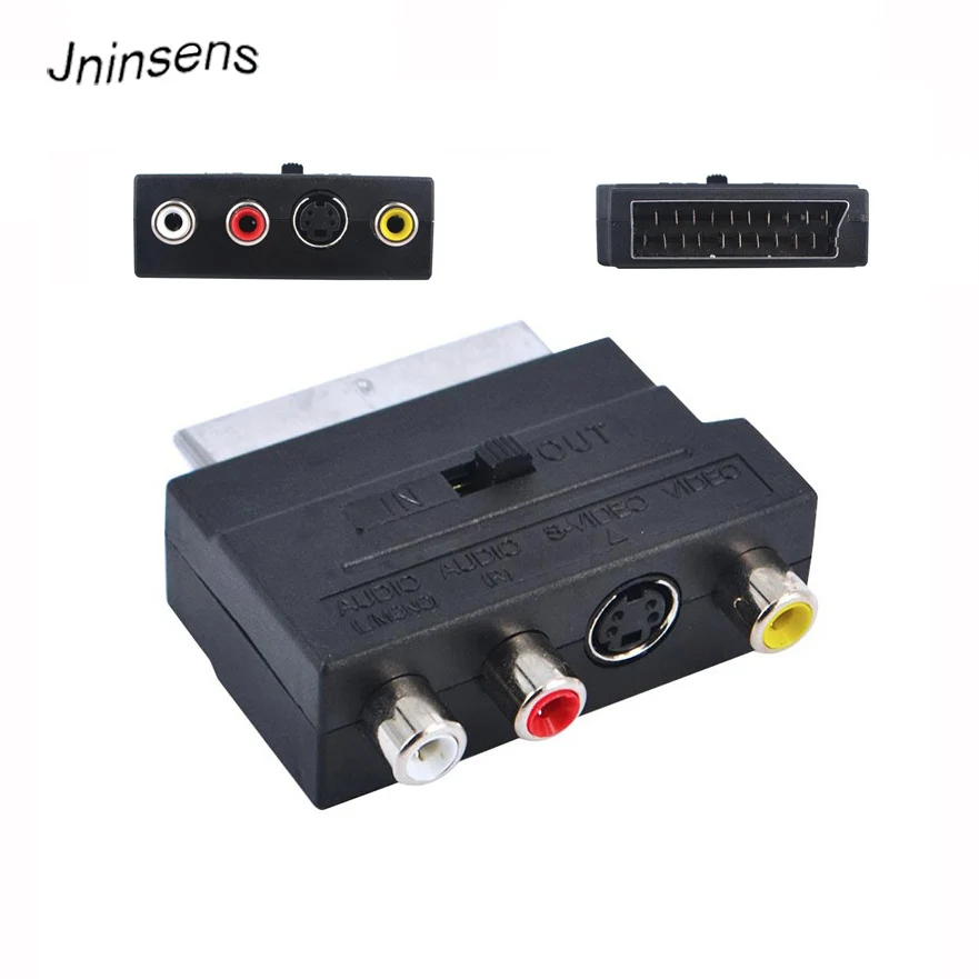 Высококачественный RGB SCART to Composite 3 RCA SVHS S-Video Phono AV TV Audio Adapter Male Female Connverter With In Out Switch |