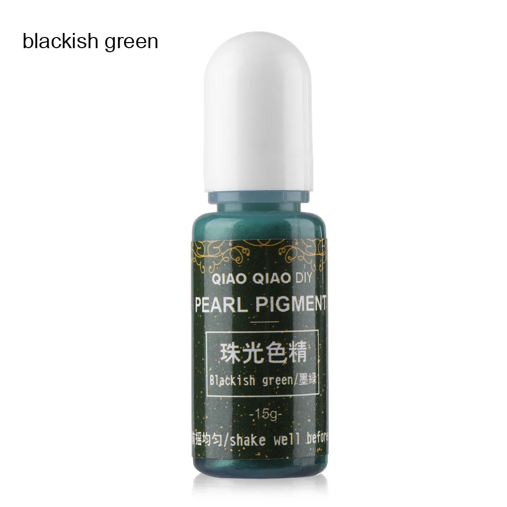 blackish green 15 г/бутылка пигмент эпоксидная УФ Смола Сделай Сам ручной работы художественные поделки окрашивающий краситель Сделай Сам краситель мыло Изготовление ювелирных изделий - Цвет: blackish green