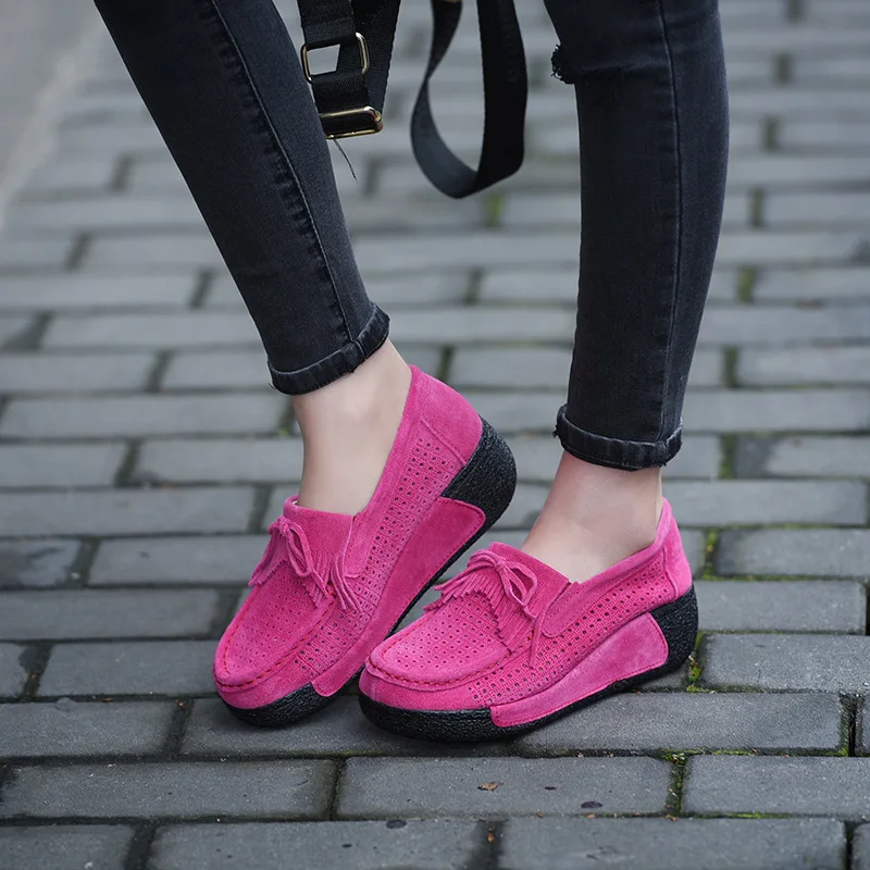 

BeckyWalk 2021 Autumn Suede Leather Women Shoes Platform Sneakers Women Creepers Breathable Tassels Casual Shoes Woman WSH2885