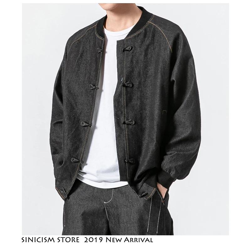 Sinicism Store мужская куртка бомбер Harajuku джинсовая 2019 Мужская Уличная ветровка синие