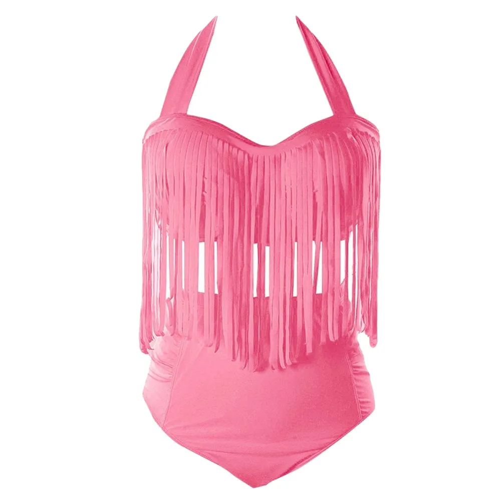 Женский купальный костюм с кисточками и открытой спиной купальник большого