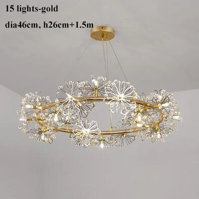 gold-15 lights Скандинавские Золотые/черные металлические светодиодные люстры для гостиной, хрустальные бусины, светодиодные подвесные люстры, светильники для столовой, подвесной светильник - Цвет абажура: gold-15 lights