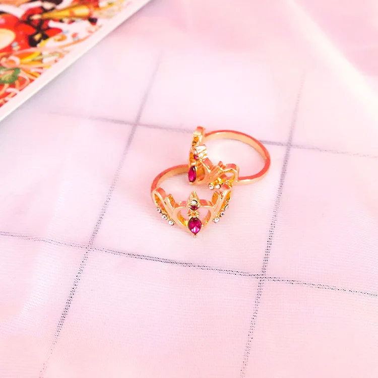 Аниме Сейлор лунное кольцо Корона полые сладкое сердце кольца ювелирные изделия