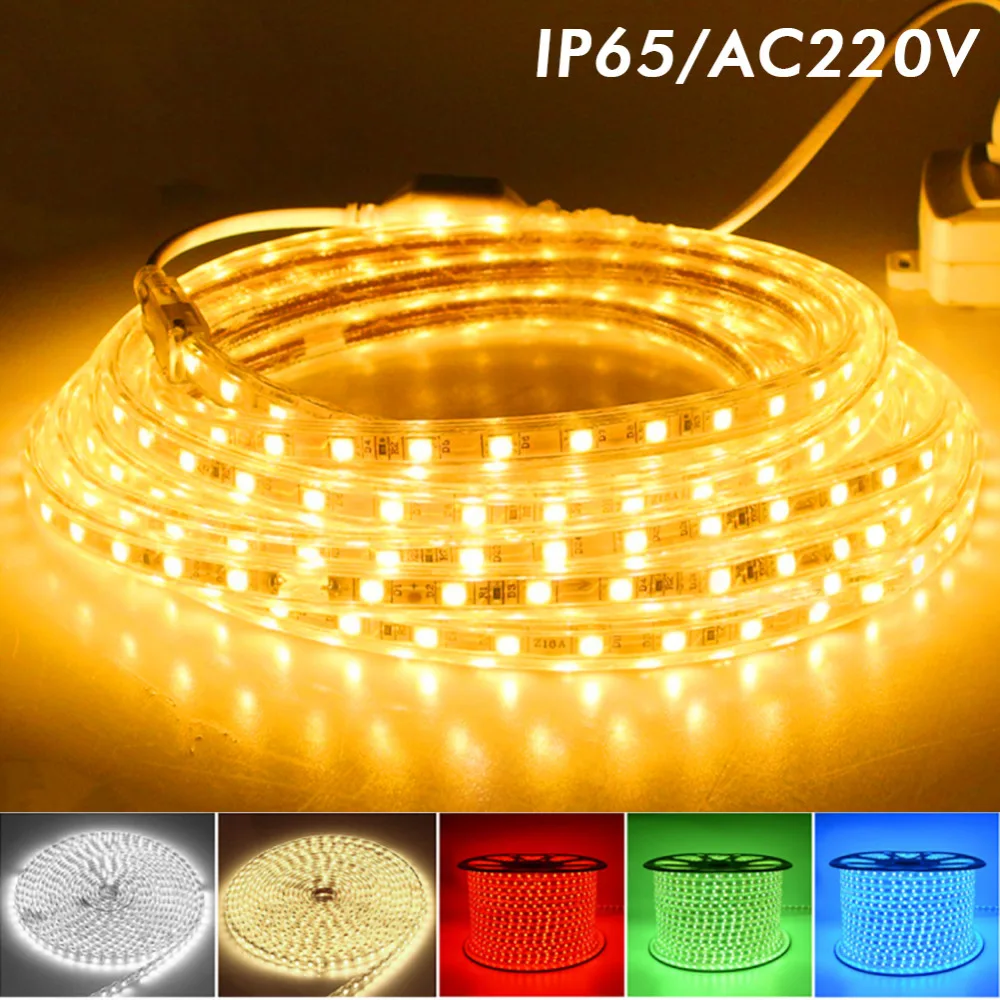 Светодиодный RGB полоса SMD 5050 гибкий водонепроницаемый AC220V Авто неоновый