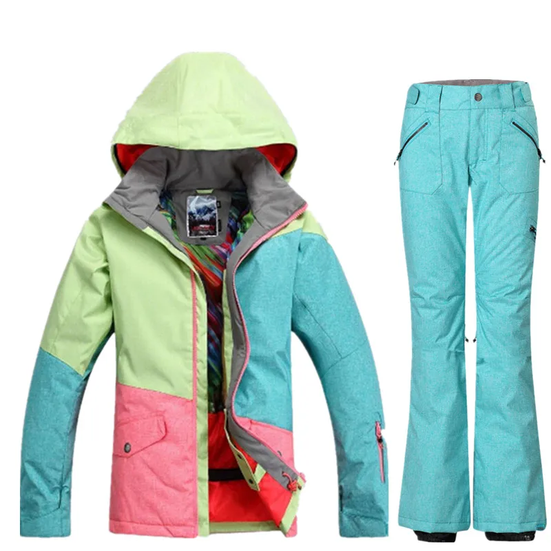 GSOU SNOW Brand Waterproof Ski Suit Women Jacket Pants Winter Mountain Skiing Ladies Outdoor Snowboard Set | Спорт и развлечения