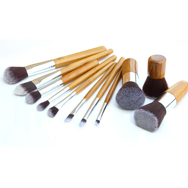 11 шт. набор кистей для макияжа Косметические Инструменты бамбуковые ручки тени