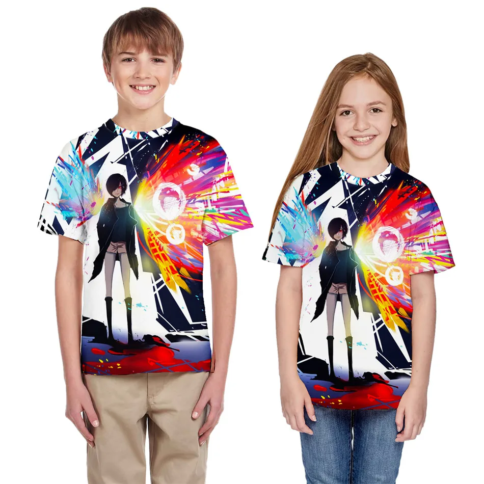 7T-14T Kids Fashion Anime 3d T-shirt Children Naruto Sasuke Tokyo Ghoul Cool Brand T shirt Big Boy Girl Pullover Tshirts Tops