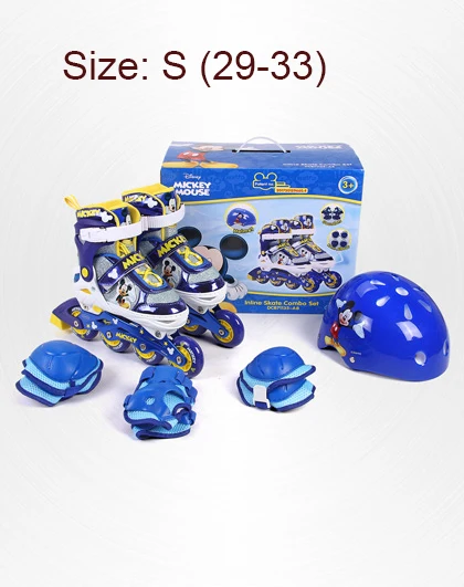 blue size S Детская обувь Роликовые роликовые коньки обувь Шлем Колено Протектор шестерни Регулируемый моющийся жесткие колеса скейт обувь - Цвет: blue size S