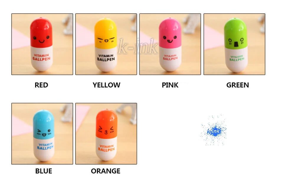 60 шт./лот шариковая ручка с милым витамином забавным лицом мультипликационным