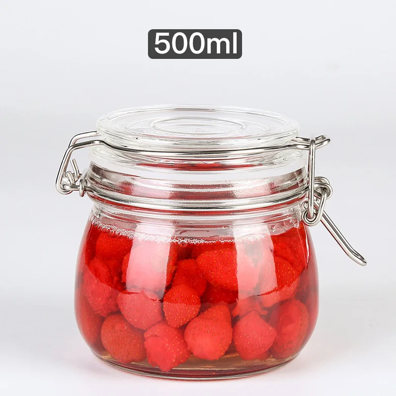 500ml 1 шт. креативная прозрачная герметичная банка для кухни, стеклянная банка для приправ, крупы, чай, еда, мед, контейнер для хранения бутылок - Цвет: 500ml