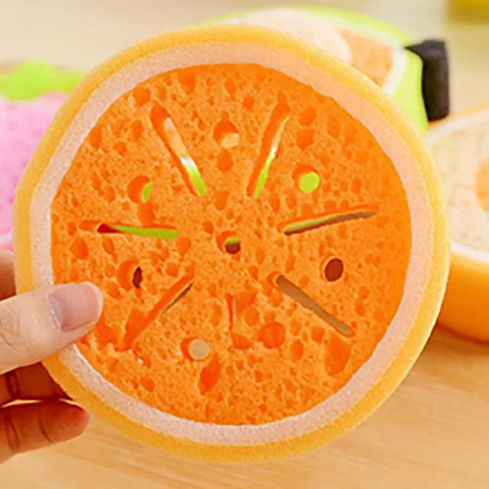 Orange Губка посуда для фруктов сильная чистая ткань хлопок мытье посуды Чистящая подушечка волшебный ластик бытовой кухонный инструмент чистящие средства - Цвет: Orange