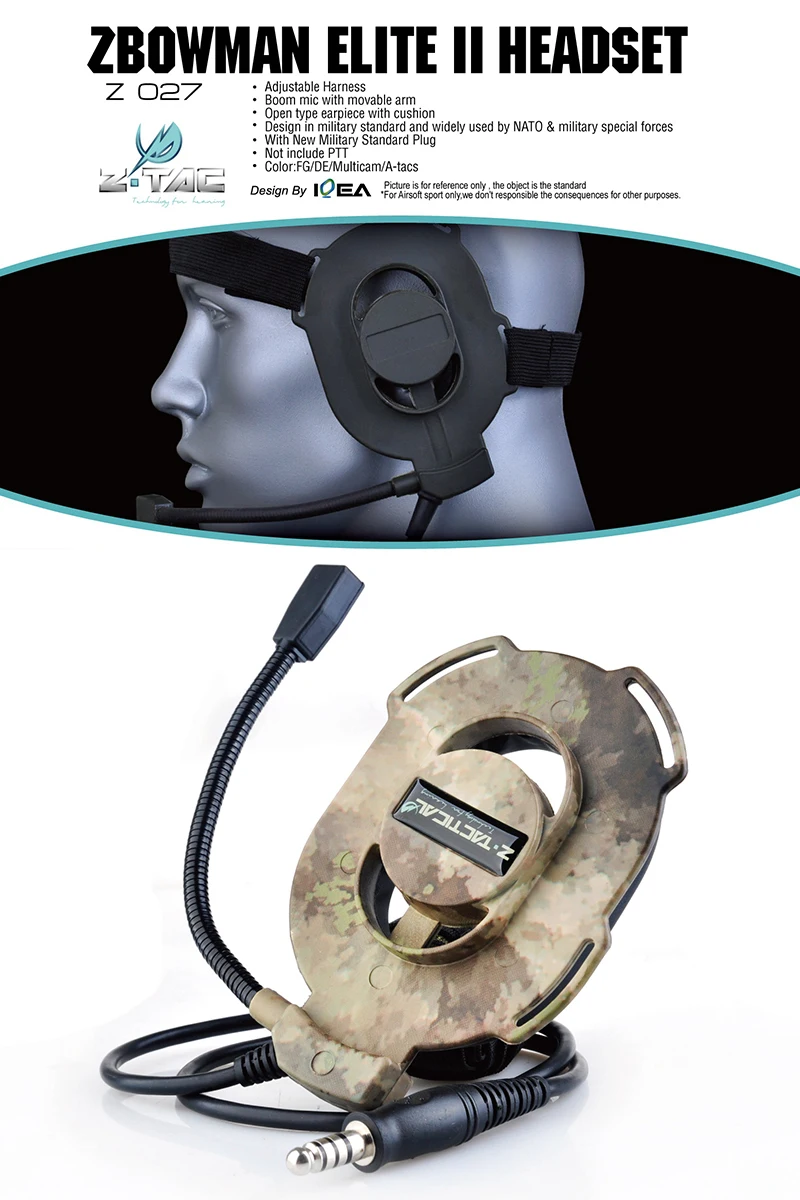Z tac Tactical Heaadphones Bowman Elite II Z TAC U94 PTT Z113 Midland для Kenwood Motorola адаптер тактическая гарнитура Z027