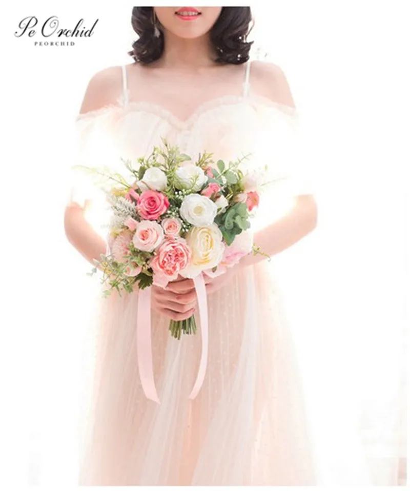 PEORCHID 2019 розовый букет невесты для свадьбы имитация розы свадебный ручной Букет