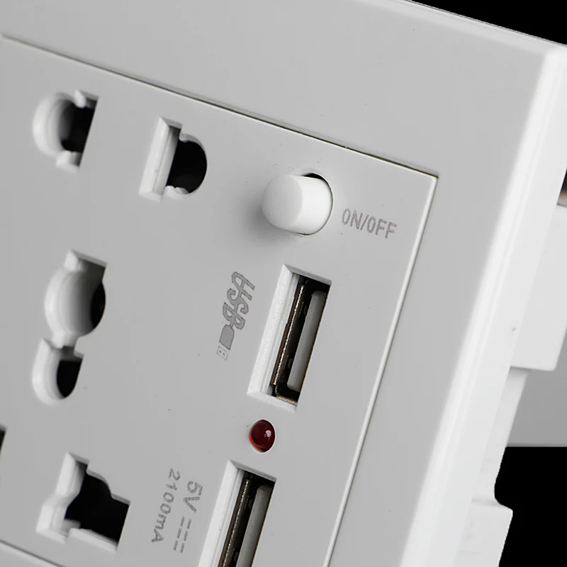 OOTDTY розетка + 2 USB переключатель настенная зарядное устройство AC/DC адаптер питания