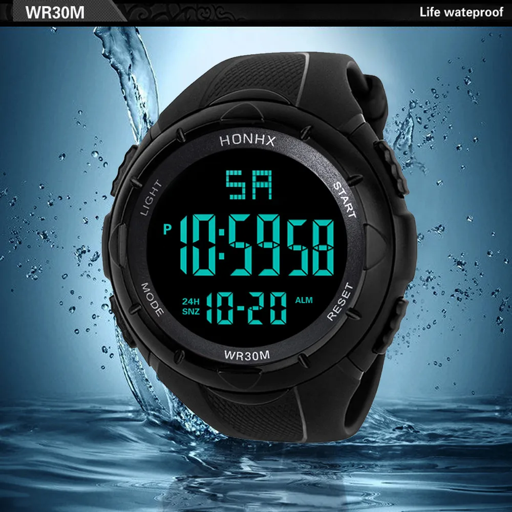 Для мужчин мужские наручные часы светодиодный цифровой Дата Военная Униформа