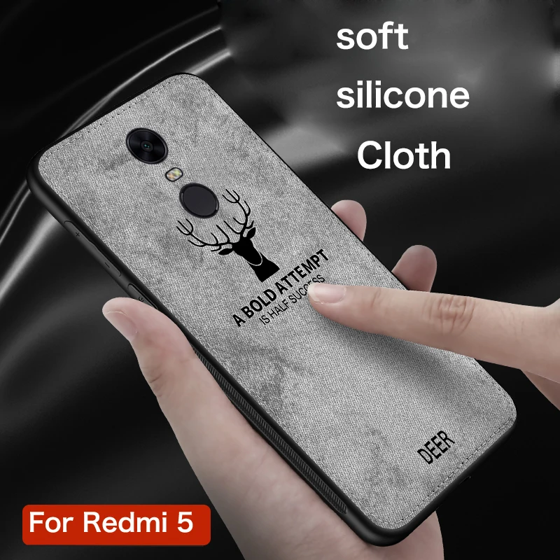Чехол для Xiaomi Redmi 5 Plus тканевый силиконовый чехол с рисунком рога Note Мягкий бампер