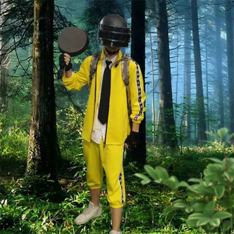 Игра PLAYERUNKNOWN BATTLEGROUNDS PUBG костюмы для косплея желтый пиджак шлем костюм рождественской вечеринки Хэллоуин для мужчин