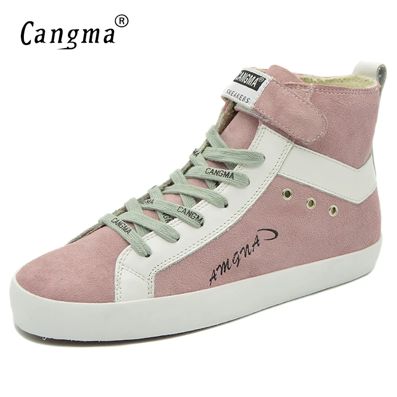Женские замшевые ботильоны CANGMA розовые кроссовки из натуральной кожи на