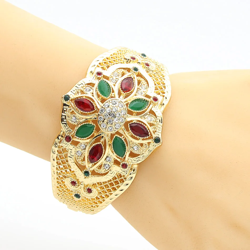 Великолепный марокканский женский цветок браслет манжета полые Ювелирные