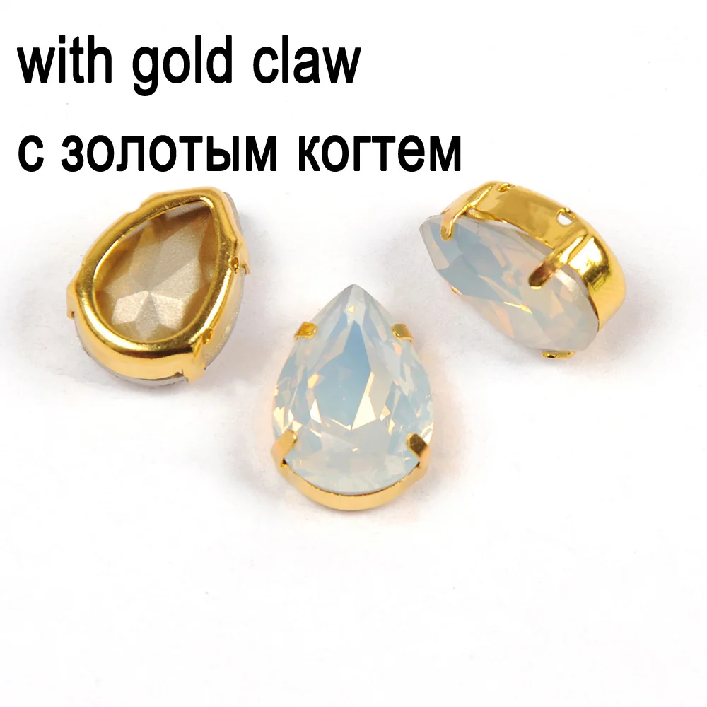 crystal with gold 4320 груша капля страз стеклянный модный камень Пришить Кристалл Стразы Драгоценности бусины серебро золото коготь кнопки для одежды аксессуары - Цвет: crystal with gold