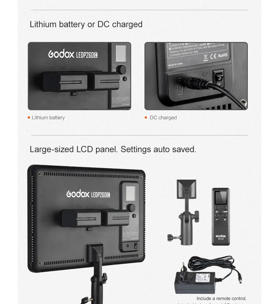 GODOX светодиодный P260C ультратонкий 30 Вт 3300-5600k светодиодный видео светильник Панель лампа для однообъективных цифровых зеркальных фотокамер Камера студийный фон для фотосъемки