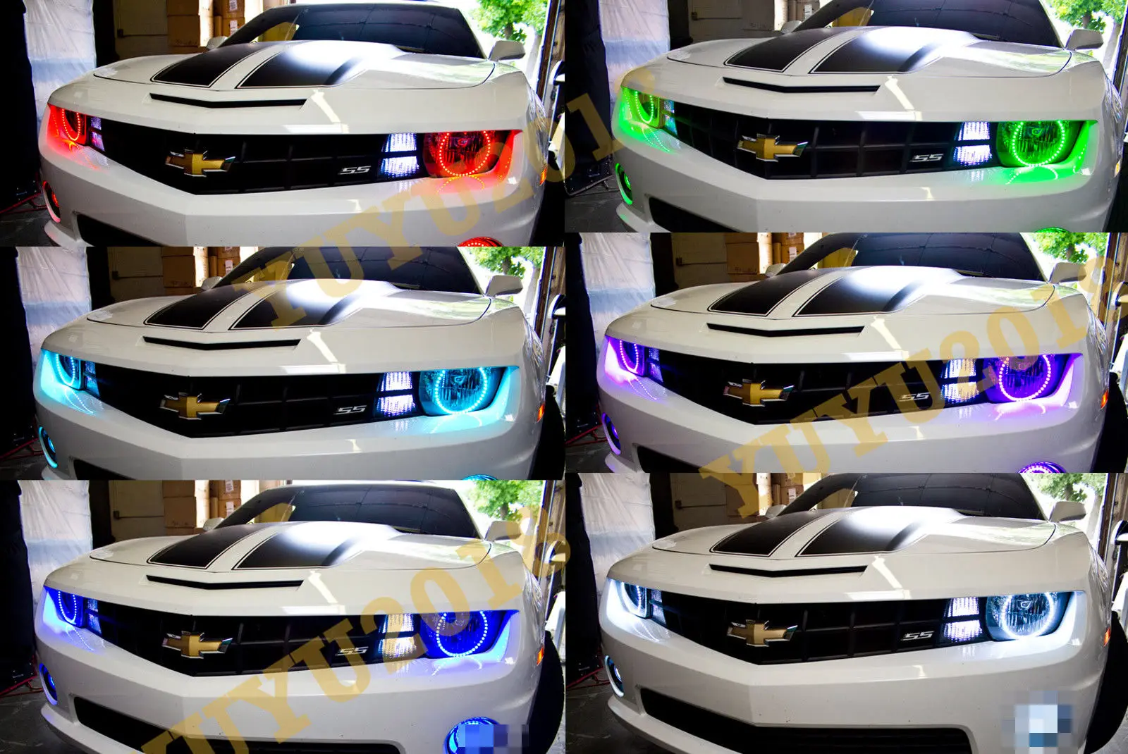 Кольца с гало RGB подходят для Chevrolet Camaro 2010 2015 автомобильные фары светодиодные
