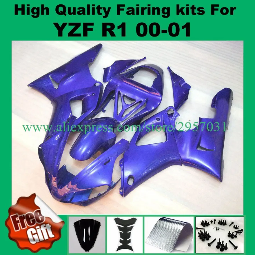

Injection Mold Motorcycle Fairing Fit Yamaha YZF-R1 00 01 All Deep Blue YZF 1000 2000 2001 Body Kit Free screws+gifts