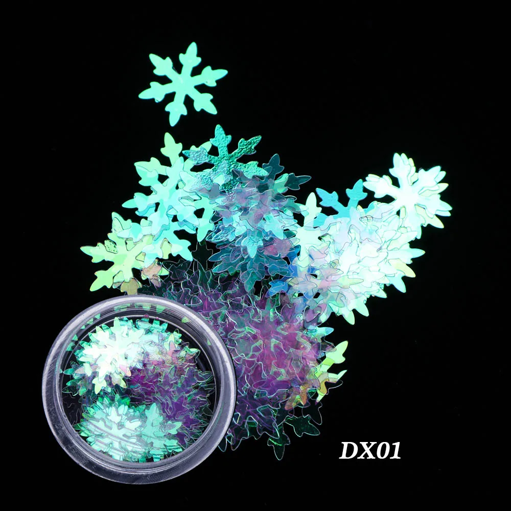 DX01 1 коробка блеск для ногтей AB хлопья большие снежные цветы лазерные блестки голографические блестки украшения для ногтей листы BEDX01-06 - Цвет: DX01