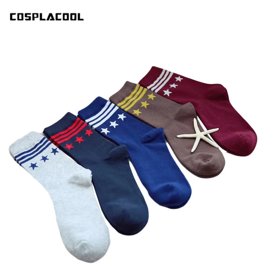 

[COSPLACOOL]Fashion new high quality men's socks striped stars pattern Meias Autumn Winter Casual Socks Calcetines
