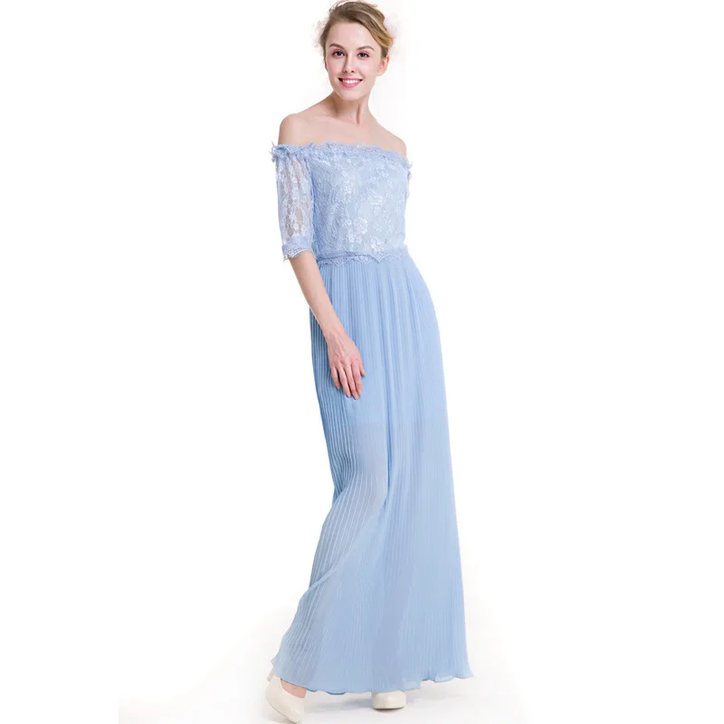 Элегантные длинные Кружево платье для Для женщин осень 2017 г. Новая мода без