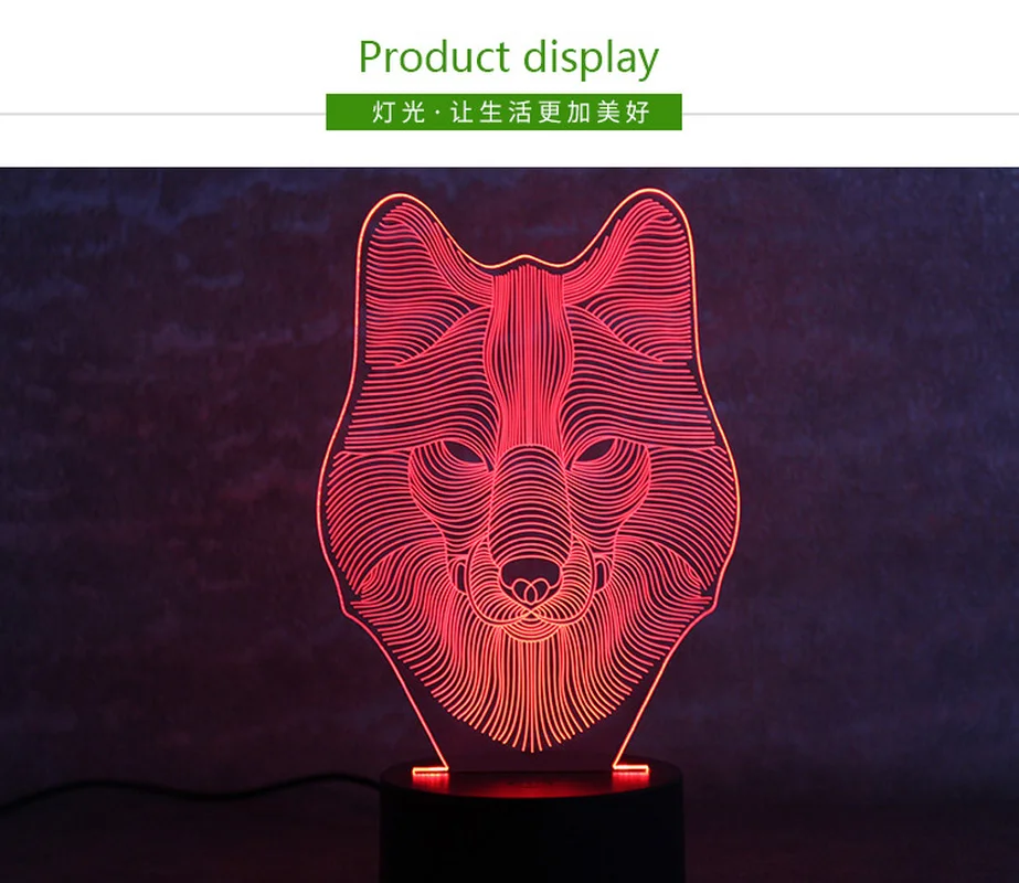 USB Powered Wolf 3D ночник светодиодный настольная лампа Новинка подсветка Сенсорное украшение атмосферное освещение использование для дома отеля... от AliExpress WW