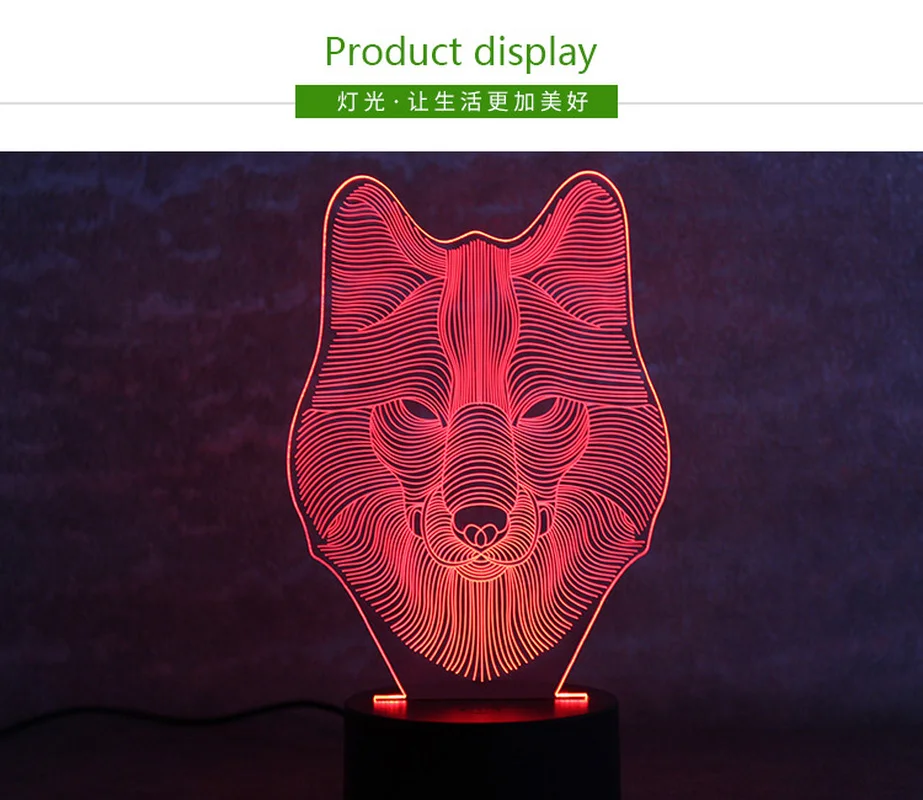 USB Powered Wolf 3D ночник светодиодный настольная лампа Новинка подсветка Сенсорное