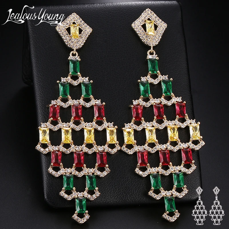 

Ethnic Luxury Multicolor Tassel Drop Earrings With AAA Cubic Zircon Long Women Earings For Party Dangle Earrings Jewelry Gift