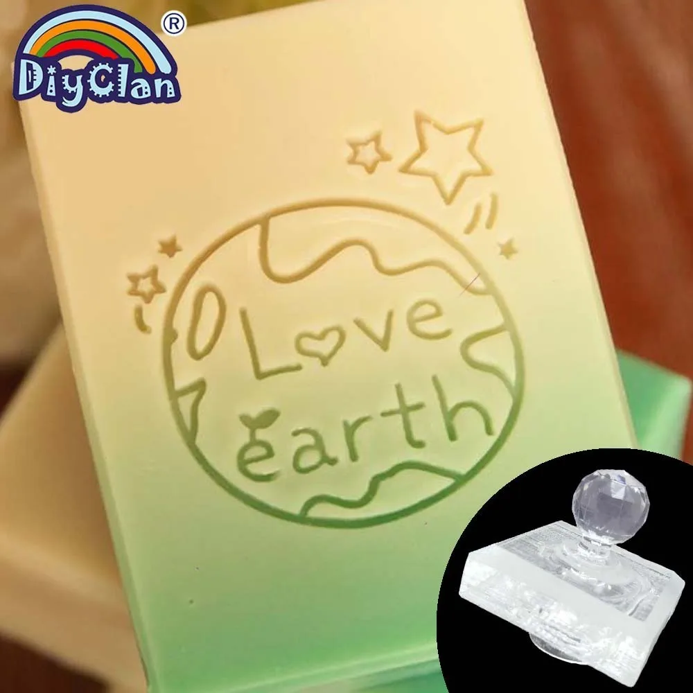 Stamp with handle Любовь земля мыло изготовление штамп прозрачный ручной работы натуральные штампы земля мыло в виде звезды с ручкой акрил - Цвет: Stamp with handle