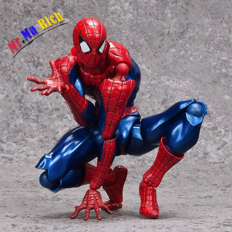 Супергерои Мстители Marvels Amazing Spiderman Revoltech Человек паук ПВХ экшн детские игрушки