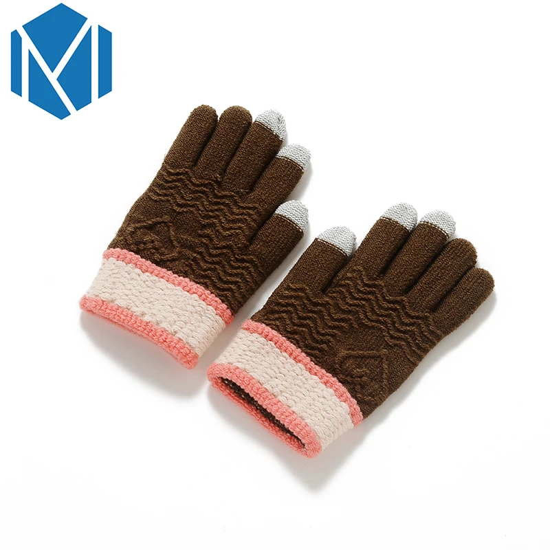 Мягкие теплые тянущиеся вязаные перчатки для экранов женские/мужские варежки