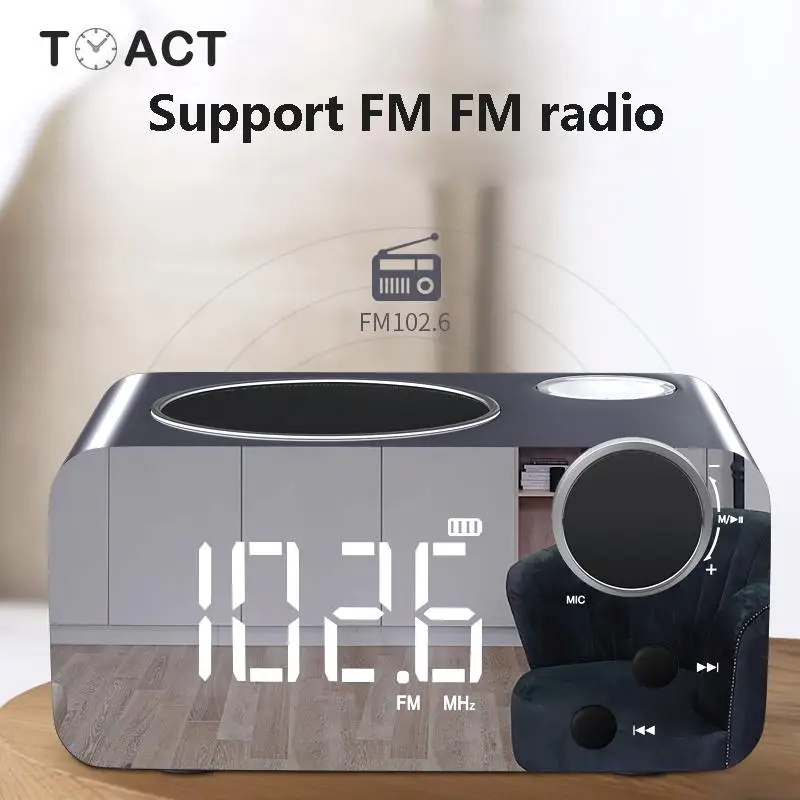 Будильник светодиодные зеркальные цифровые FM радио электронные настольные часы
