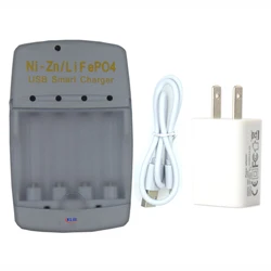 USB Cable US charger 4 слота светодиодный дисплей смарт Ni-Zn зарядное устройство для NIZN AA AAA 1,6 в LiFePo4 16340 14500 10440 3,2 в зарядное устройство для аккумуляторов - Цвет: USB Cable US charger