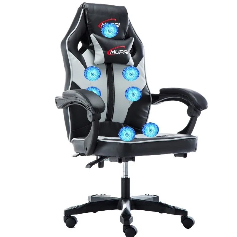 Роскошное Качество офисное кресло Poltrona Silla Gamer Esports 7 точечное массажное колесо Синтетическая кожа с подставкой для ног может лежать Бытовая - Цвет: black gray