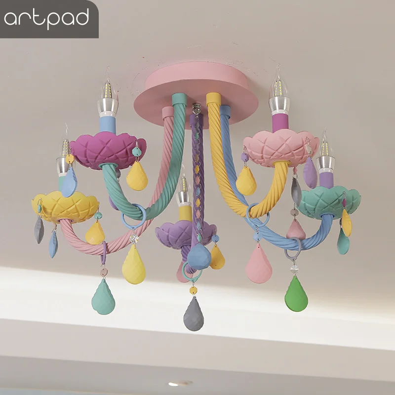 Artpad современные милые хрустальные люстры макароны цветные капли для детей