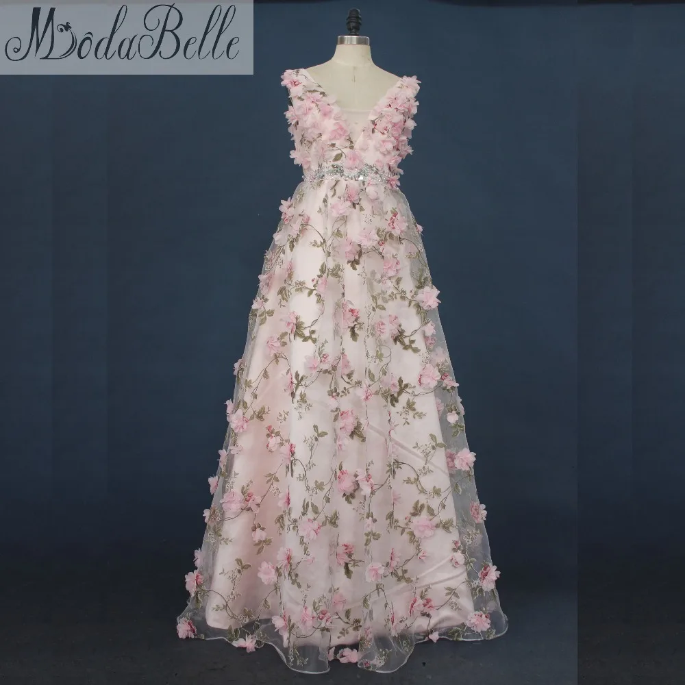 Modabelle красивые платья для подростков 3D Цветы Длинные платья выпускного вечера со стразами платье с цветочным рисунком Vestidos De Graduacion Largos