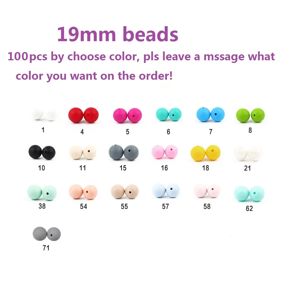 19mm-choose color BOBO. BOX 100 шт Силиконовые Бусины BPA бесплатно 9/12/15/19 мм Силиконовые игрушки для прорезывания зубов детские жевательные прорезыватели Соска с бусами бусы-клипсы - Цвет: 19mm-choose color
