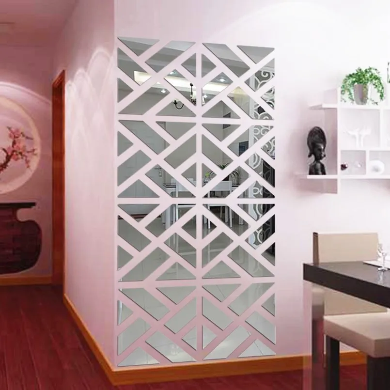Новинка DIY акриловые зеркальные настенные наклейки с клейкими 3D наклейками на