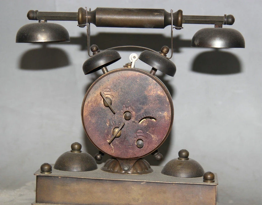 6 &quotстарая китайская коллекция бронзовые телефонные часы с статуей механические