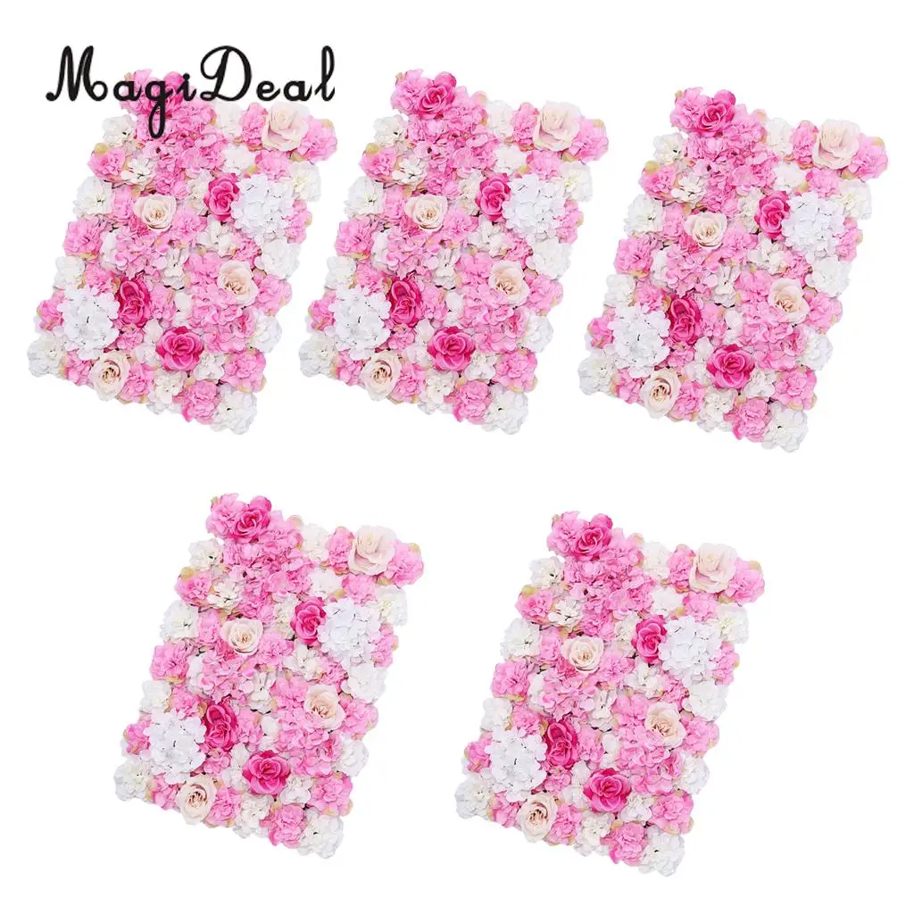 

5pcs Artificial Flower Wall Panel Home Shop Wedding Floral Decor 60 x 40cm