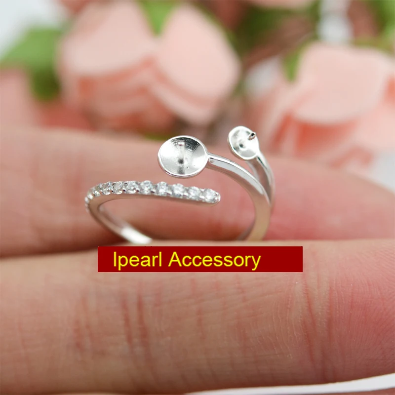 Женское серебряное кольцо с двойным жемчугом регулируемый размер | Украшения и