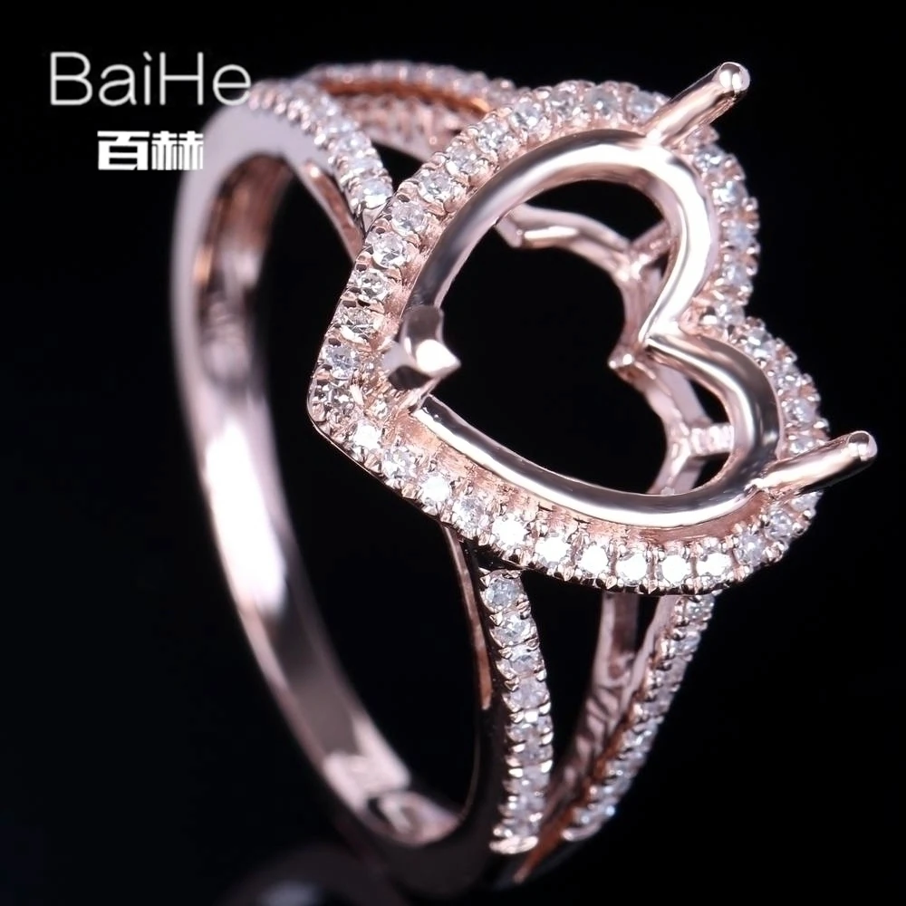 BAIHE однотонное 14K розовое золото сертифицированное сердце Свадебное женское
